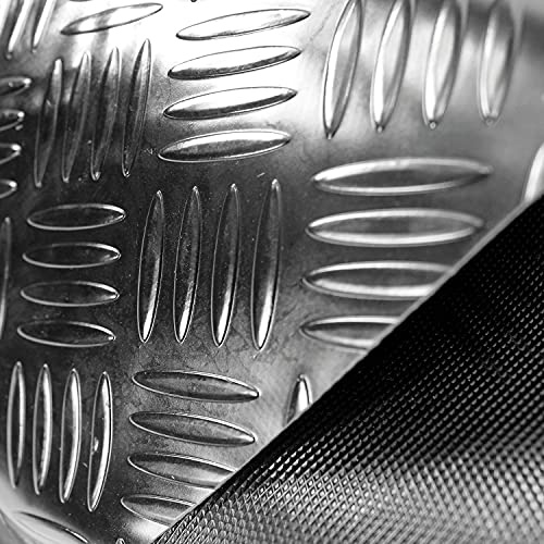 OLIVO.shop Tappeto Gomma Antiscivolo Pvc, Rivestimento Pavimento Gommato in Pvc per Esterni Interni, Bar, Officine, Palestra, Garage, Rotolo Isolante Larghezza 1,5 mt WORK GRECATO (NERO, 1,5x2 MT)