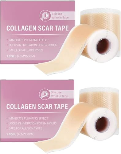 Silikon Narbenblätter, Silicone Scar Tape, Silikon-Narbenpflaster Mit Kollagen, Medizinische Folien für C-Sektion, Operationen, Verbrennungen, Akne Hautfreundlich, Atmungsaktiv (2PCS)