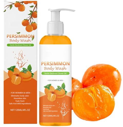 Persimmon Body Wash 120ml - For Body Odor Control - Shower Gel For Women With Coconut Oil - Persimmon Shower Gel, For Strong Odor Smell Remove - Deeply Cleansing & Moisturizing