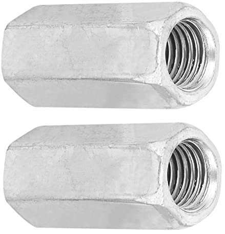 Pissente 2 Piezas *50 Tuerca Hexagonal Larga, Tuercas de Fijación Roscadas Hexagonal Zincado Acero Al Carbono para Pernos Espárragos Tornillos de Máquina con Superficie Galvanizada