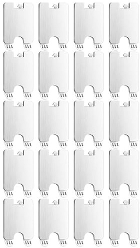 MonoSora Stainless Steel Picture Frame Hook, Non Perforated Wall Hook with Adhesive Strips for Damage-Free Hanging, 20-Pack