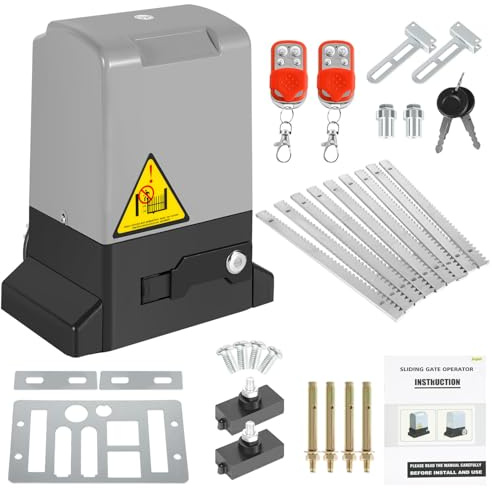 Joparri Schiebetorantrieb Set 800kg 370W Garagentorantrieb mit 2 Fernbedienung Toröffner, 2 Entriegelungsschlüssel und Automatische Schließfunktion für Hotelbis, Fabrik, Hoftor