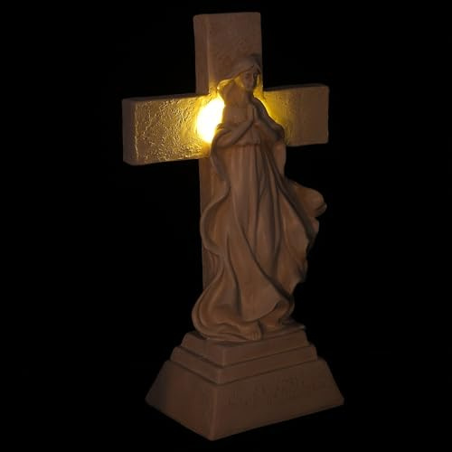 GARIOUANS Lampada Solare per Tomba con Statua Angelo e Croce Illuminata, Luce Tombale da Esterno per Decorazioni Cimiteriali e Commemorative