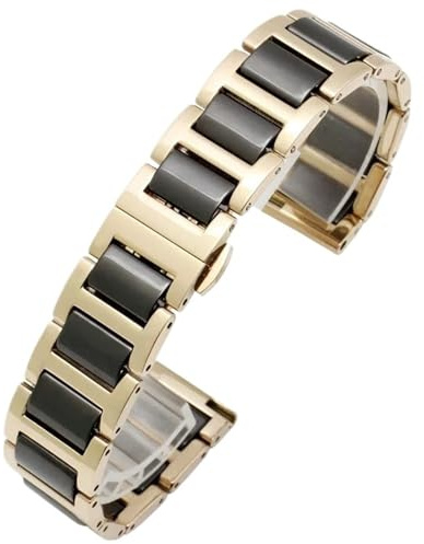 Keramiskt klockband 18 mm 20 mm 22 mm Universal Snabbkoppling Armband Rostfritt stål Vikbart spänne Armband(Gold black,20mm)