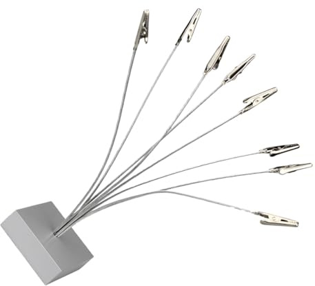 SOLUSTRE Silberner Mehrfach Notizhalter aus Metall mit 8 Köpfen Quadratische Basis als Tischdekoration und Kartenhalter für Fotos und Tischkarten im Restaurant