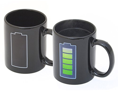 Animierte Tee Tasse 1x Kaffeetasse wärmeempfindlicher Retro Kaffeebecher mit Thermoeffekt Farbwechsel Motivwechsel (Akku) | Wärmeempfindliche Keramik-Tasse, 250 ml – Thermoeffekt Motivwechsel – tolles Geschenk für Technikfans