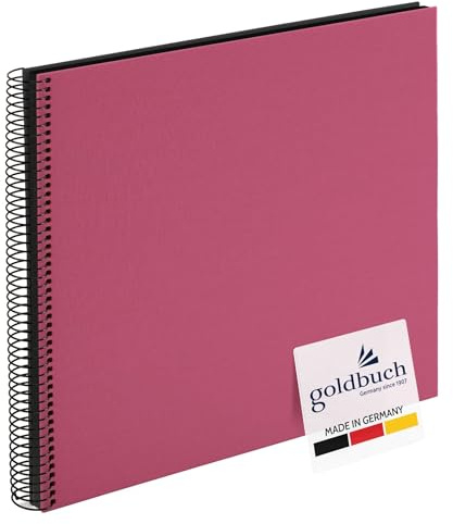 goldbuch 25 508 Spiralalbum Bella Vista, Foto Album 35 x 30 x 1,5 cm - Spirale ⌀ 2,8 cm, Fotoalbum, 40 schwarze Seiten, vorderes Cover aus Leinen, Fotobuch für Bilder und Fotos zum Einkleben, Fuchsia