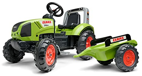 Falk - Traktor mit Pedalen Claas mit Anhänger – ab 3 Jahren Lenkrad mit Hupe – Sitz verstellbar – 1040AB, grün