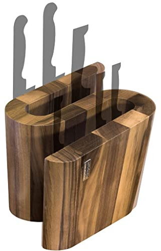 Arte Legno Magnetic Knife Block and Elegant Kitchen Display - Curved “S” Design - Stain Resistant Walnut Wood - Handcrafted in Italy - 10 Knife Capacity