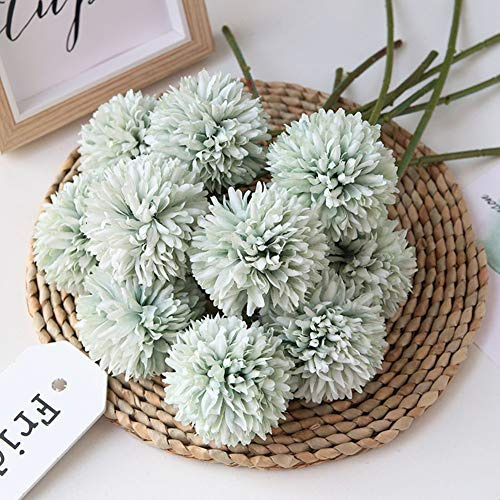 Homyu Künstliche Chrysanthemen Ball Blumen Bouquet 100, Kunstpflanze Kunstblumen, für Wichtige Menschen Glorious Moralische für Home Office Kaffee House Partys und Hochzeiten Lichtgrün | Home Office Hochzeit Wichtige Menschen Glorious Moral für Kaffeehaus-Party