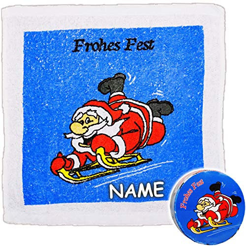 alles-meine.de GmbH 4 Stück magische Waschlappen/Handtücher - Zauberwaschlappen - Weihnachten - inkl. Name - Frottee aus 100% Baumwolle - Magic Towel - Waschfleck - Waschtuc..
