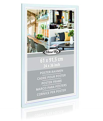 Close Up Posterrahmen Weiß | Holzdekor Bilderrahmen (MDF) | Großformatige Maxi Poster | Acrylglas | 61 x 91,5 cm