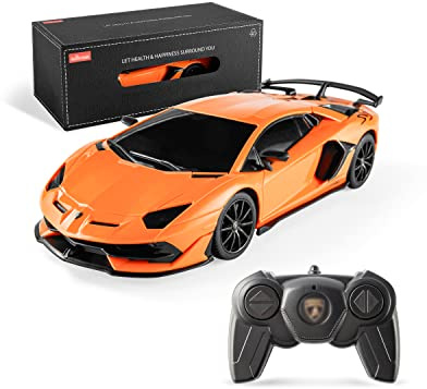 BEZGAR Remote Control Car Licensed RC, 1:24 Lambo Toy Car for Kids, Lambo Aventador SVJ Remote Control Model Electric Sport Racing Hobby Toy for 3 4 5 Year Old Boy Birthday Gift (Orange)