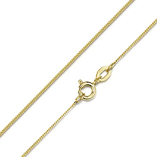 Goldkette 375 Gold Panzerkette 0,8mm - Halskette Damen Mädchen K116 | Feine Kette aus 9 Karat Echtgold für Frauen und Mädchen in 36-50cm von MATERIA by Matthias Wagner