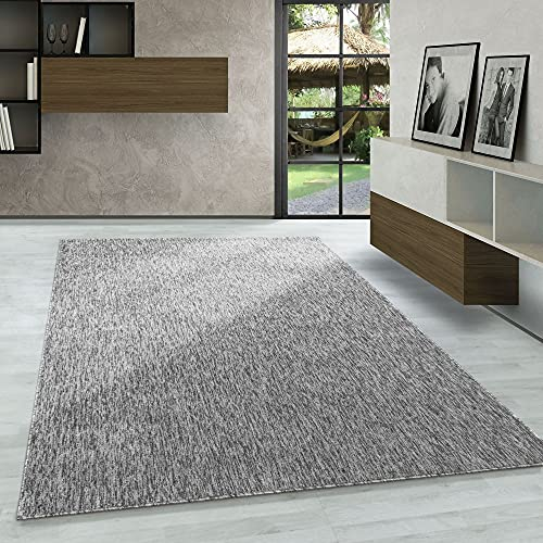 Carpetsale24 Teppich 160x230 cm Hellgrau, Einfarbiger Kurzflor Schlingenteppich für großes Wohnzimmer, Schlafzimmer oder Esszimmer, Modern, weich & pflegeleicht