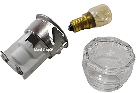 Marel Shop® - Porta Lampada Copertura Lampadina Completo per Forno Fornetto compatibile con De Longhi per Modelli: EO24752.S - EO3235 - EO32352 - EO3260