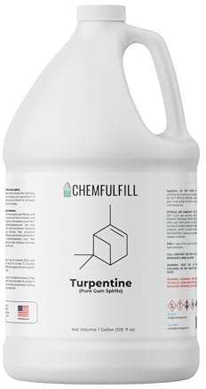 Chemfulfill Turpentine - Pure Gum Spirits - High Purity, Industrial-Grade Natural Solvent for Resins, Paint Thinners & Varnishes (Gallon (128 fl oz))