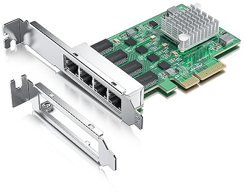 H!Fiber 2.5Gbase-T PCIe NIC with Realtek RTL8125 Chip, 2.5Gb Network Card, 2500/1000/100 Mbps,Quad RJ45 Ports, PCIe X4, Ethernet Card for Windows/Windows Server/Linux