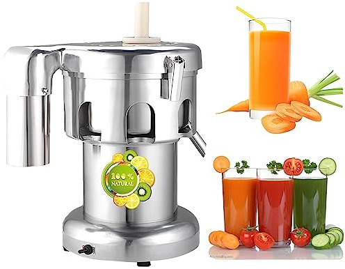 Extractor de jugo comercial, extractor eléctrico de 370 W, máquina centrífuga de jugo, extractor de jugo centrífugo de acero inoxidable, exprimidor de jugo de 80-120 KG/H para frutas y verduras