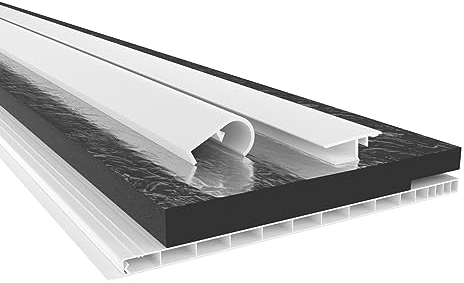 HEXIM PVC Rollladenkastendeckel Komplettset, Rollladenkastendeckel, Aufnahmeprofil & Rollladentraverse, Länge: 1000-2000mm, Breite: 120-320mm, Rolladenkasten abdeckung (220mm x 1,2 Meter)