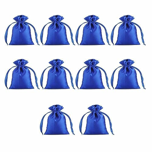SHTGOI 10 Stück Samtbeutel Stoffbeutel mit Kordelzug Samt Schmuckbeutel Süßigkeiten Geschenkbeutel Verpackungsbeutel für Schmuck Party Geburtstage Geschenk Weihnachten Hochzeit 8 * 11cm Blau