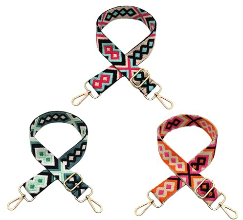 3 Stück Taschengurte Zum Wechseln, Verstellbar Schultergurt für Taschen, 3.8cm Breiter Taschengurt Bunter Handtaschen Schulterriemen Trageriemen Umhängegurt-Streifen 80-140cm