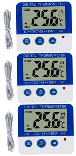 MAGICLULU 3 Pièces thermomètre extérieur thermomètre digital alarme haute et basse température c601 intérieur Compteur de température et d'humidité