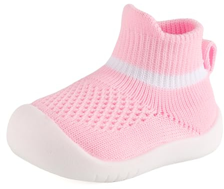 MK MATT KEELY Scarpe Neonato Scarpine in Maglia Primi Passi Infanzia 6-36 Mesi Scarpe Bambino Bambina con Suole Gomma Antiscivolo,Rosa,9-12 Mesi