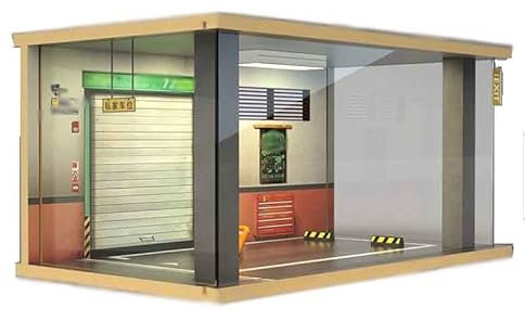 Car Garage Modello Negozio 1/18 Scena Garage parcheggio in Legno Simulazione Modello di Auto Ornamenti parapolvere Auto vetrina in con pressofuso(1/18 Underground Garage)
