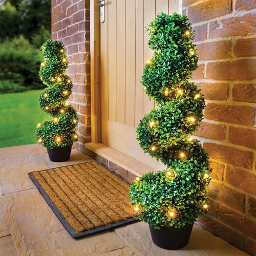 1x Plastic Artifical LED Light Topiary Swirl Tree Outdoor Garden