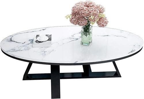 CuNtoHHH Ovaler Marmor-Couchtisch, moderner, Schlichter Wohnzimmer-Teetisch, moderner Edelstahl, modischer Haushaltstisch für kleine Wohnungen, Beistelltisch, Heimdekoration