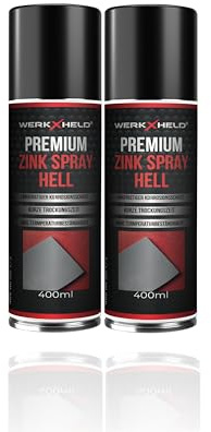 WerkXheld 2x Zinc Spray Light 400 ml - Spray antirouille haute performance et peinture au zinc pour surfaces métalliques, résistant à la chaleur, idéal pour la protection des voitures, gris clair