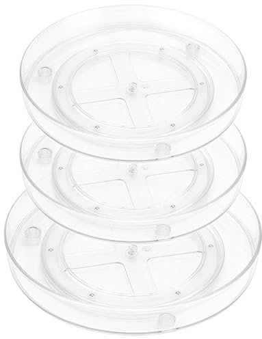 MUNGHOK Lazy Susan roterande tallrik, 3 stycken, 23 cm och 27 cm, transparent, kök, roterande tallrik, organisatör, 360° roterbar kryddhylla, kök, roterande tallrik för kylskåp, matsal, skåp