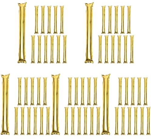 LUOZZY 60 Pcs Inflatable Boom Sticks Solid Noise Maker Cheering Stick for Sporting Festival Party (Gold)
