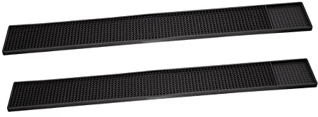 TOPBATHY Lot De 2 Tapis De Comptoir De Cuisine en PVC - Tapis De Bar Antidérapants - Tapis Pratique en PVC pour Barbier - 8 X 60 Cm - Noir
