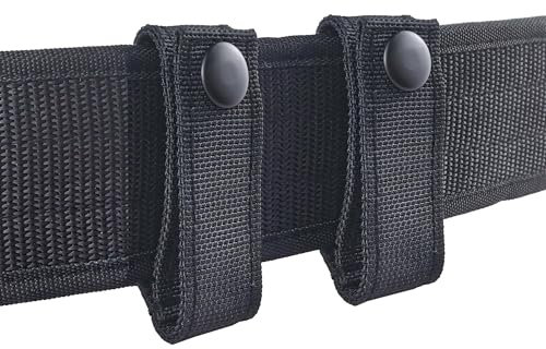 2 Piece Handcuff Strap, Nylon Handcuff Strap Retainer, Single Buckle Slide-in for 2.25 Inch Duty Belt, Law Enforcement Police Sheriff Security (Black)