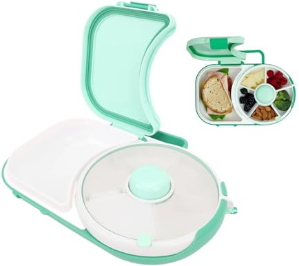 Cuifati Fiambrera para Niños con Tapa Giratoria Pequeña para Aperitivos, Paquete de Caja para Aperitivos con Correa de Mano, Contenedor de Almuerzo Reutilizable Estilo 2 en 1, 5