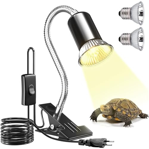 KQWVZ Lampada Riscaldante per Tartarughe, Lampada Tartaruga Kit, Lampadas UVB Tartarughe,Lampadaper Tartarughe d'acqua con 2 Lampadine 50W,LampadaperTartarughe di Terra,per Rettile AnfibiTartaruga