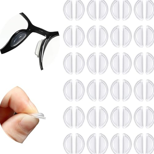 Air Bag Nosepads Adhesive Eyeglass Nose Pads Anti-Slip Nose Pads Comfortable Air Chamber Nose Pads 3.5 mm/ 0.4 inch Thickness for Full Frame Eyeglasses Sunglasses (12 Pairs)