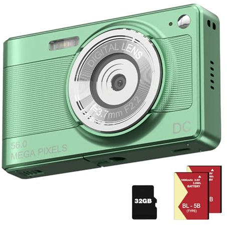 Fotocamera digitale portatile da 56 MP con zoom 8x, anti-vibrazione, piccola fotocamera compatta, regalo per adolescenti e adulti