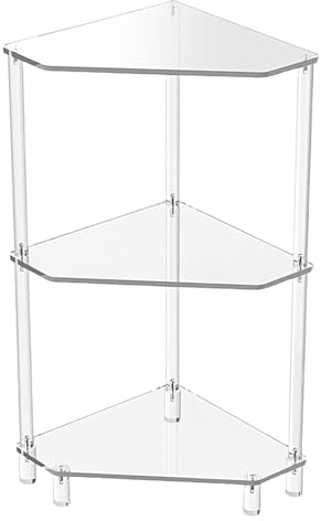 Ecktisch - Dreieck Ecktische Transparent Acryl Dreieckige Glastische Ecktisch Transparent Eckregal Seitentisch Eckregal Bücherregal Organizer Ecke Transparent