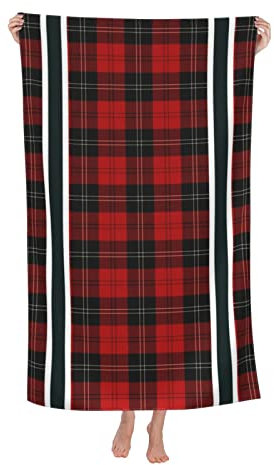 Strandtuch Schwarz-Rotes Karomuster Mikrofaser Duschtücher Weiches Duschtuch Für Männer Reisen Spa 80X130Cm