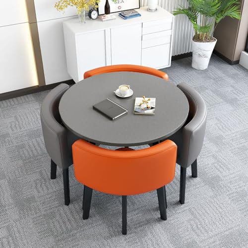 Modernes rundes Konferenztisch-Set, 80 cm Esstisch und Stühle für Haus, Garten, Restaurant – stilvolle Frühstücksbar-Möbel, 80 x 75 cm, ideal für Essen & Meetings