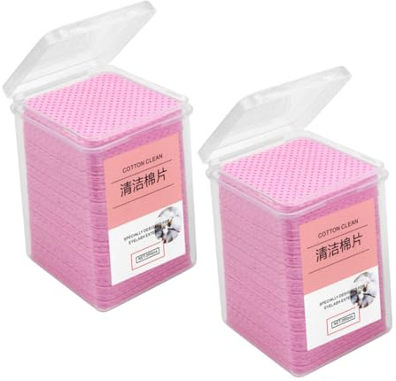 CALLARON 400 Stück Fusselfreie Vliesstoff Reinigungstücher Wimpernverlängerung Klebstoff Entferner Rosa Wimpernreiniger für Kosmetikstudio und Nagelpflege