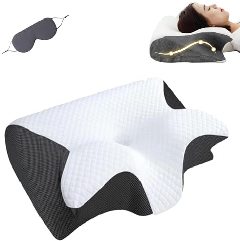 Tildreams - Cuscino ortopedico in memory foam, per chi dorme di lato, con design ergonomico e supporto per il collo, morbido e confortevole, cuscino in memory foam per dormire, colore: bianco