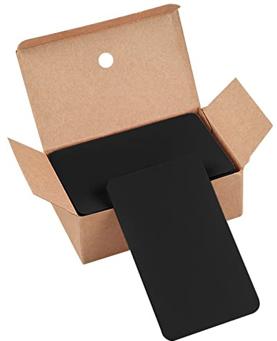 Disnace 100 stycken kraftpapperskort, kort blank, visitkort, små dubbelsidiga fällbara kort för vykort tackkort pysselprojekt, 89 x 52 mm, svart