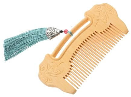 CALLARON Wooden Comb Ruyi Lock Pattern Fine Teeth for Hair and Beard Care Hand-polished Boxwood Comb for Men and Women Styling for Scalp Massage and Present