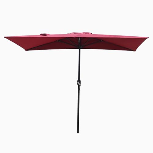 Ombrellone da esterno 250 cm, semi-rettangolare, a 5 stecche, con manovella, protezione UV, per balcone, giardino, terrazza, bar, colore: rosso