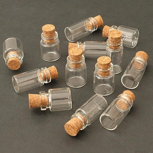 10Pcs Dollhouse Glass Jars Miniature: 1/12 Scale Glass Bottles Food Container - Mini Canister Empty with Cork, Dollhouse Accessories, Dollhouse Decor