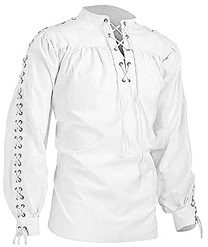 Generisch Chemise médiévale pour tout-petits garçons, chemise à lacets, Halloween, costume de jacobite écossais, haut classique, short pour garçon, WH1, 16-17 ans